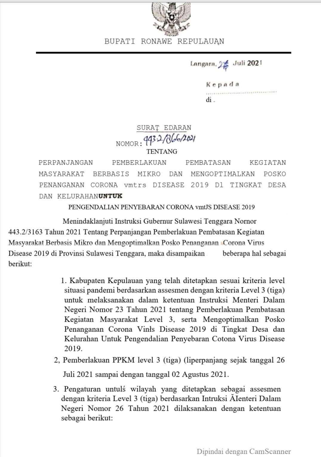 Selain Berlakukan PPKM Mikro, Desa dan Kelurahan di Konkep Wajib Optimalkan Posko Penanganan Covid-19